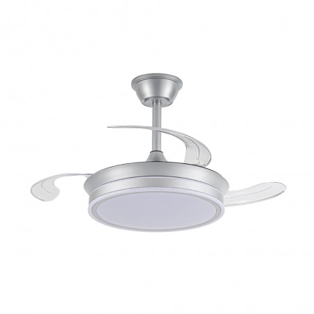 Ventilateur LED avec pales rétractables Miso Evo Mini Argent CCT Dim (46W)