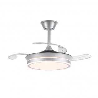 Ventilateur LED avec pales rétractables Miso Evo Mini Argent CCT Dim (46W)