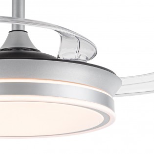 Ventilateur LED avec pales rétractables Miso Evo Mini Argent CCT Dim (46W)