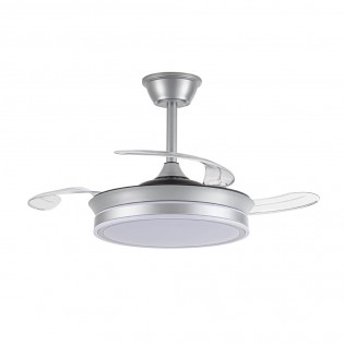 Ventilateur LED avec pales rétractables Miso Evo Mini Argent CCT Dim (46W)