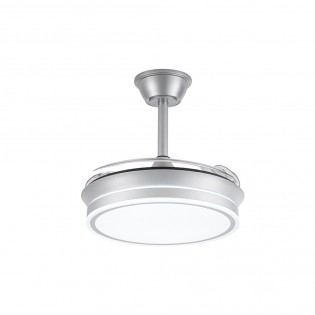 Ventilateur LED avec pales rétractables Miso Evo Mini Argent CCT Dim (46W)
