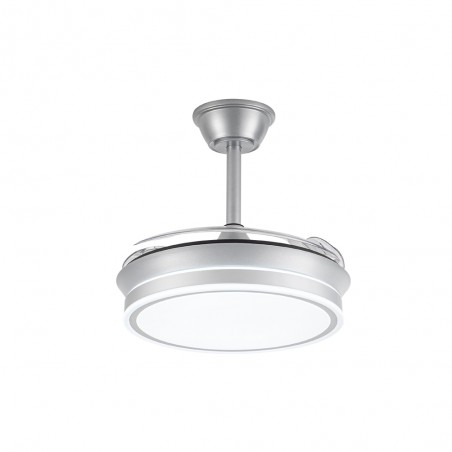 Ventilateur LED avec pales rétractables Miso Evo Mini Argent CCT Dim (46W)