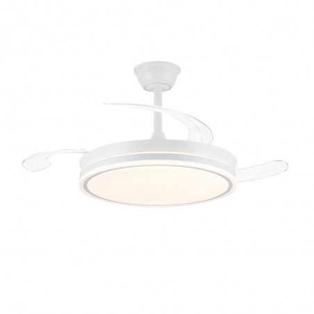 Ventilateur LED avec pales rétractables Miso Evo Blanc CCT Dim (72W)
