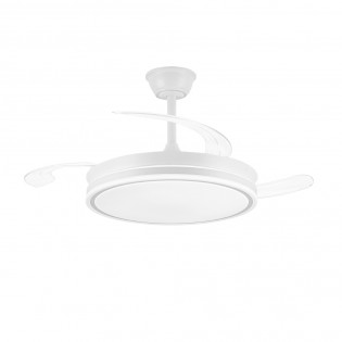 Ventilateur LED avec pales rétractables Miso Evo Blanc CCT Dim (72W)