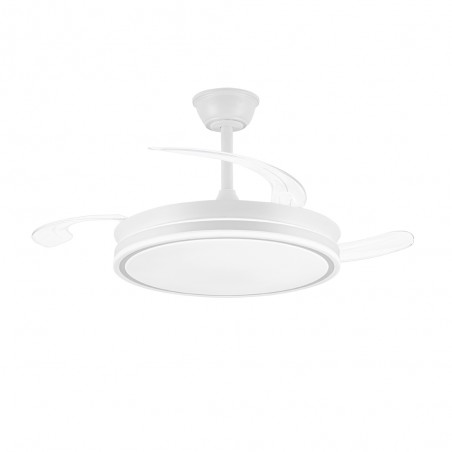 Ventilateur LED avec pales rétractables Miso Evo Blanc CCT Dim (72W)