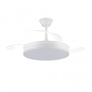 Ventilateur LED avec pales rétractables Miso Evo Blanc CCT Dim (72W)