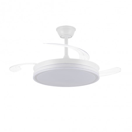 Ventilateur LED avec pales rétractables Miso Evo Blanc CCT Dim (72W)