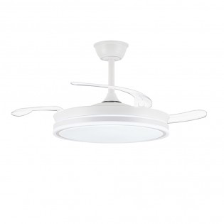 Ventilateur LED avec pales rétractables Miso Evo Blanc CCT Dim (72W)