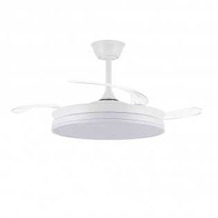 Ventilateur LED avec pales rétractables Miso Evo Blanc CCT Dim (72W)
