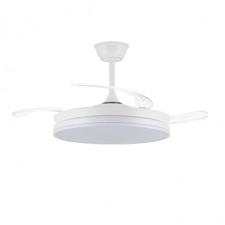 Ventilateur LED avec pales rétractables Miso Evo Blanc CCT Dim (72W)