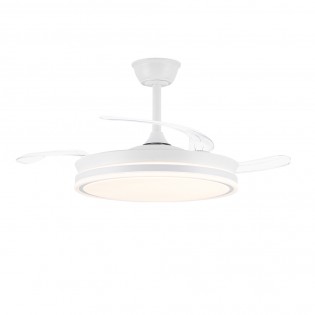 Ventilateur LED avec pales rétractables Miso Evo Blanc CCT Dim (72W)