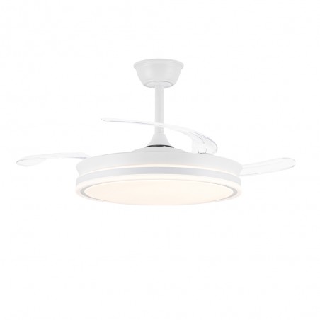 Ventilateur LED avec pales rétractables Miso Evo Blanc CCT Dim (72W)