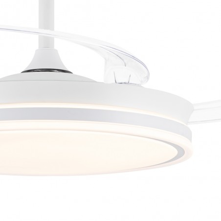 Ventilateur LED avec pales rétractables Miso Evo Blanc CCT Dim (72W)