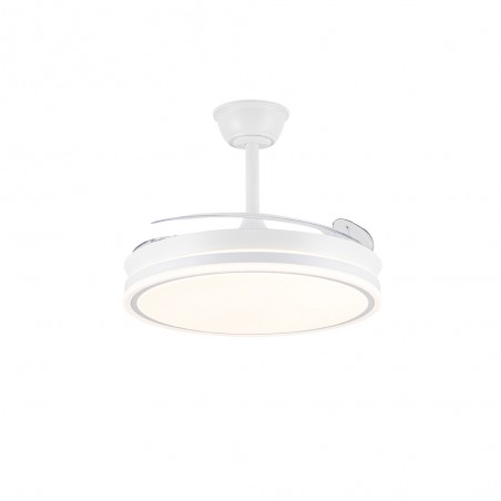 Ventilateur LED avec pales rétractables Miso Evo Blanc CCT Dim (72W)