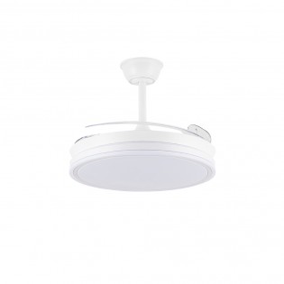 Ventilateur LED avec pales rétractables Miso Evo Blanc CCT Dim (72W)