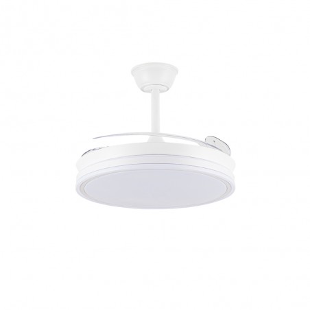 Ventilateur LED avec pales rétractables Miso Evo Blanc CCT Dim (72W)