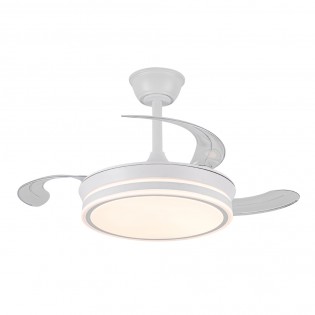 Ventilateur LED avec pales rétractables Miso Evo Mini Blanc CCT Dim (46W)