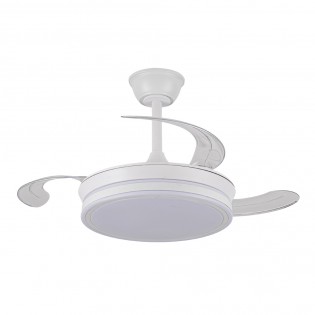 Ventilateur LED avec pales rétractables Miso Evo Mini Blanc CCT Dim (46W)