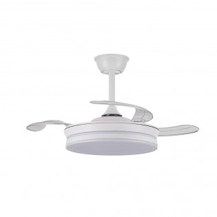 Ventilateur LED avec pales rétractables Miso Evo Mini Blanc CCT Dim (46W)