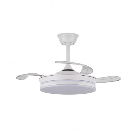 Ventilateur LED avec pales rétractables Miso Evo Mini Blanc CCT Dim (46W)