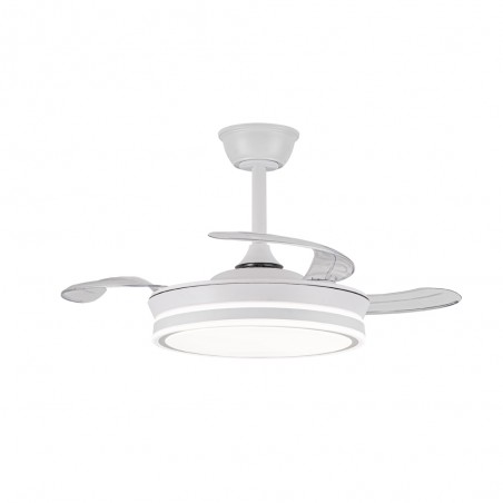Ventilateur LED avec pales rétractables Miso Evo Mini Blanc CCT Dim (46W)