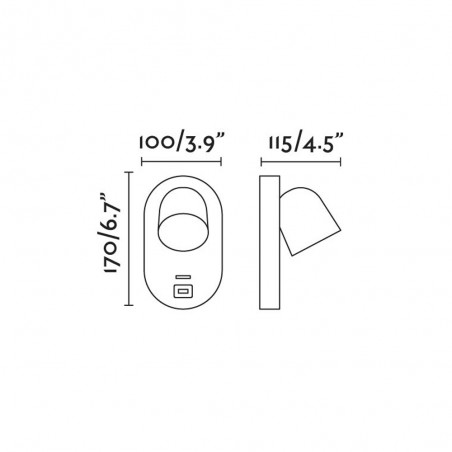 Lampe murale à lecteur Corb USB