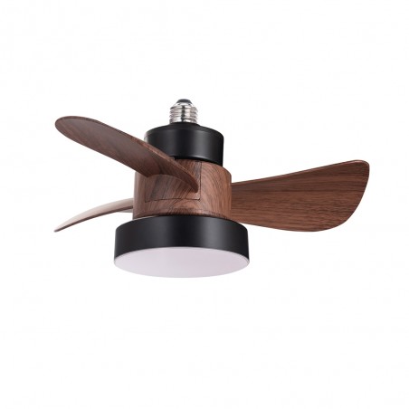 Ventilateur LED E27 Bebu Noir+Bois CCT Dim (15W)