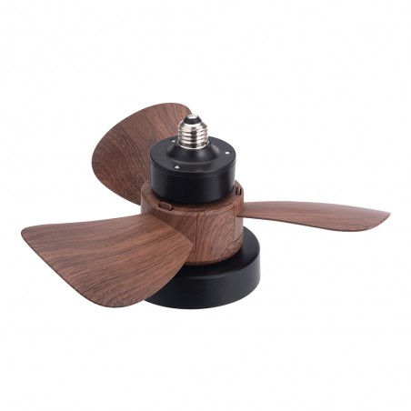 Ventilateur LED E27 Bebu Noir+Bois CCT Dim (15W)