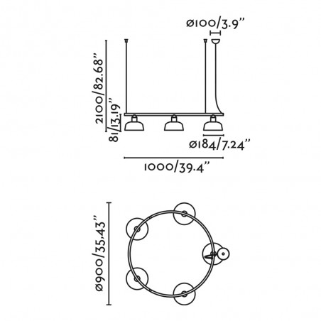 Lampe a suspensión Tatawin S Metal (5 lumieres)