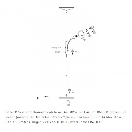 Lampadaire LED Atos (18W)