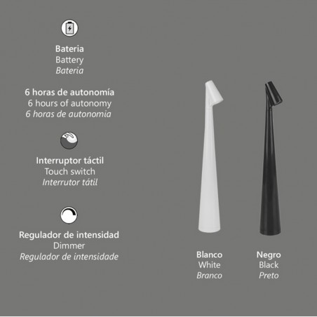 Lampe a poser à batterie rechargeable LED Belice (3W)