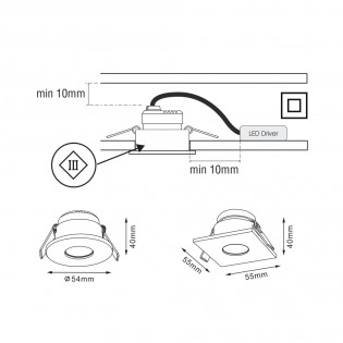 Plafond encastré LED Tast R (5W)
