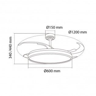 Ventilateur à lames rabattables LED Tamero L CCT Dim (80W)