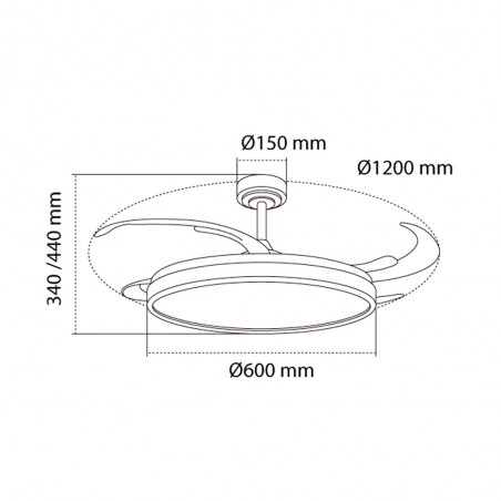 Ventilateur à lames rabattables LED Tamero L CCT Dim (80W)