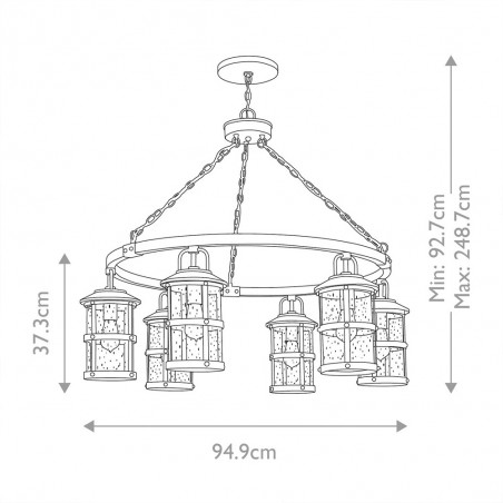 Lampe de suspension pour exterieur Lakehouse (6 lumieres)