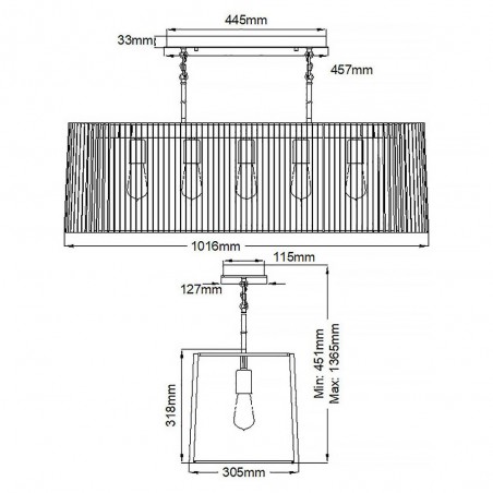 Lampe de plafond Linara (5 lumieres)