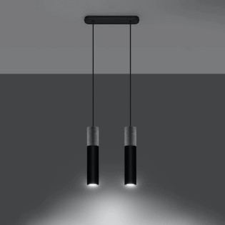 Suspension Nivoto noir, 2 lumières