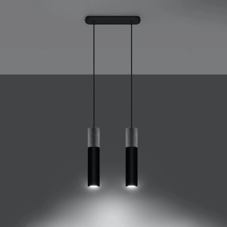 Suspension Nivoto noir, 2 lumières