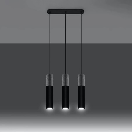 Suspension Nivoto noir, 3 lumières