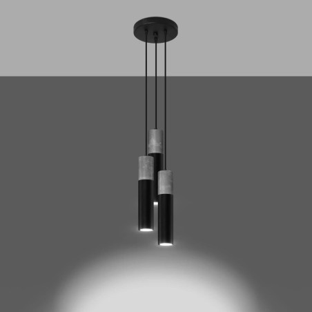 Suspension Nivoto noir, 3 lumières