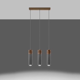 Suspension Nato grise, 3 lumières