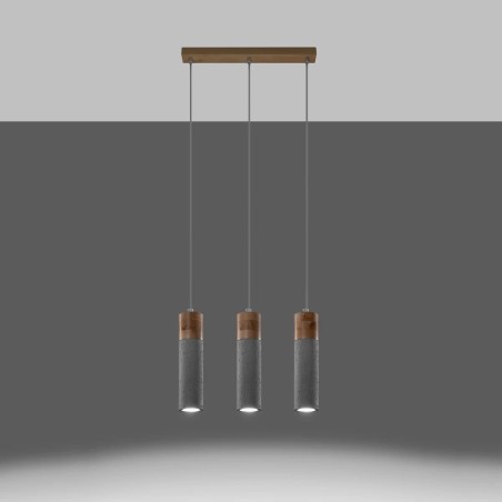 Suspension Nato grise, 3 lumières