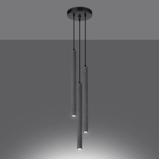 Suspension Vacu 3 lumières, ciment