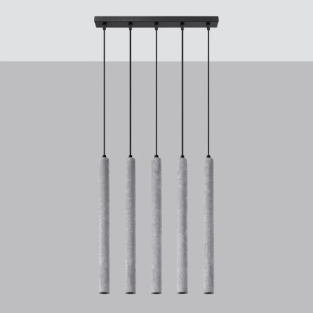 Suspension Vacu 5 lumières, ciment