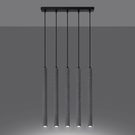 Suspension Vacu 5 lumières, ciment