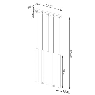Suspension Vacu 5 lumières, ciment
