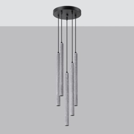 Suspension Vacu 5 lumières, ciment
