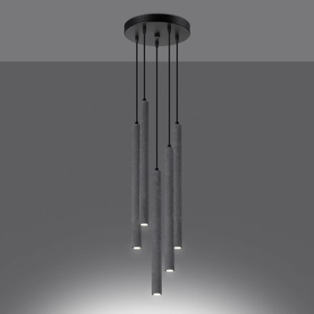 Suspension Vacu 5 lumières, ciment