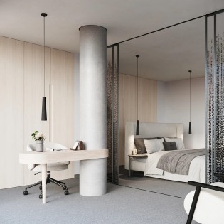 Suspension Uscuna noir, ciment