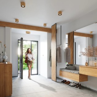 Spot de surface Inreea 1 lumière, bois naturel